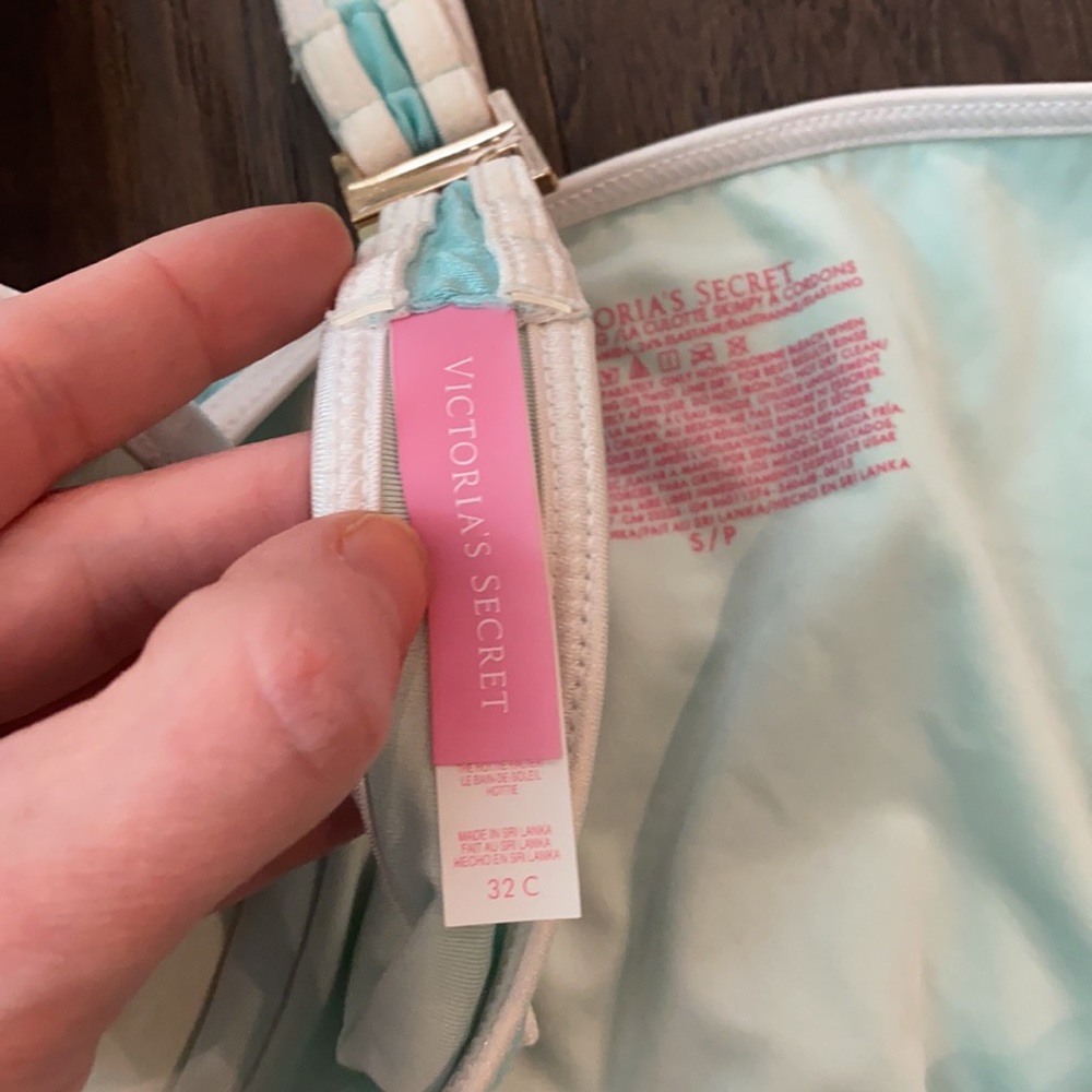 Victoria’s Secret String Bikini - Aqua and White - Picture 5 of 5